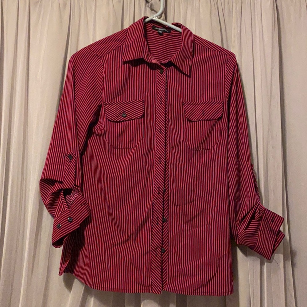 Pink and black stripe dress shirt